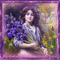 girl with purple flowers - Бесплатный анимированный гифка