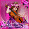 Un petit violoniste fuchsia 🌹🌼 - GIF animasi gratis