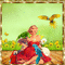 A girl with four parrot - Bezmaksas animēts GIF