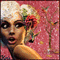 Portrait d'une fille avec des fleurs et des oiseaux - GIF animé gratuit