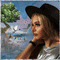 lakeside and birds ,woman in black hat - GIF animado grátis