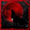 silhouette de loup et lune rouge - GIF animado grátis