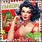 Vintage Red Woman & Strawberries - Free animated GIF