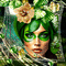 Portrait de femme fantaisie en or et vert - Gratis geanimeerde GIF