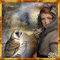 femme avec un hibou brun et gris⭐⛄🎄 - 無料のアニメーション GIF