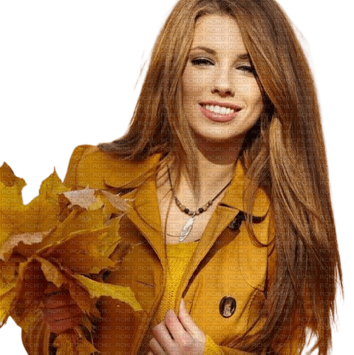 fall autumn leaf leaves woman femme - PNG gratuit