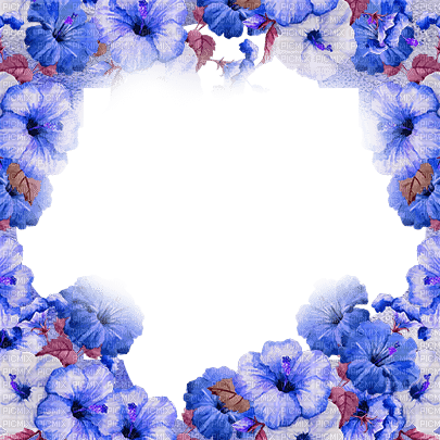 kikkapink summer frame flowers blue - besplatni png