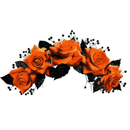 Gothic.Roses.Black.Orange - ücretsiz png