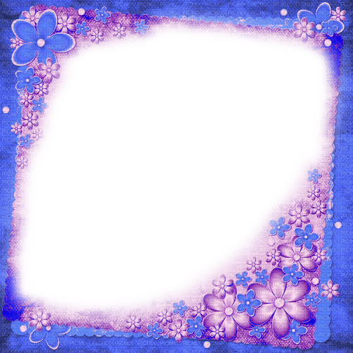 Blue/Purple Flowers Frame - By KittyKatLuv65 - gratis png