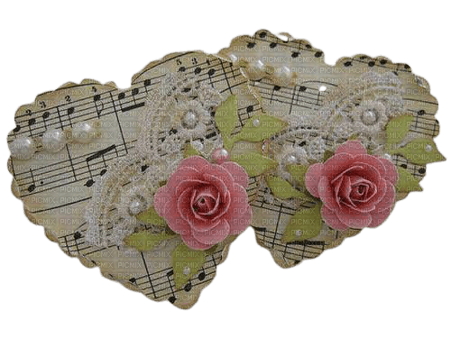 vintage paper hearts - darmowe png