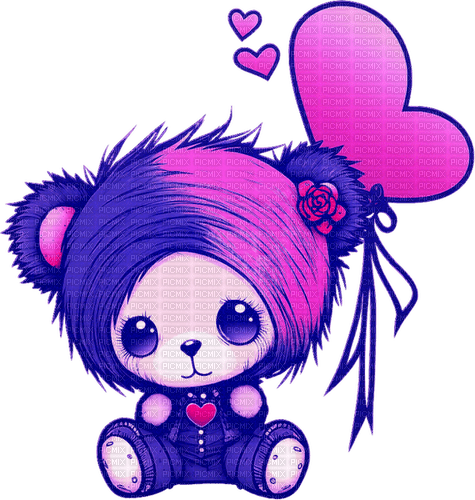 ♡§m3§♡ vday popart bear cute purple - Free PNG