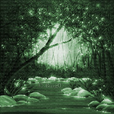 Y.A.M._Fantasy Landscape background green - Besplatni animirani GIF