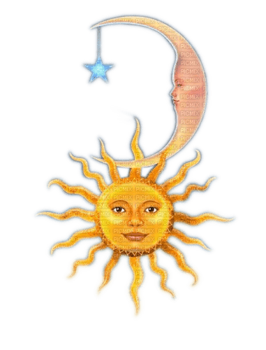 Rena Sonne Mond Yellow Blue Gelb blau - PNG gratuit