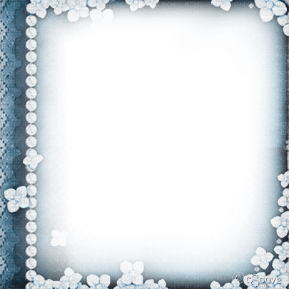 soave frame vintage flowers  lace pearl blue - Free PNG