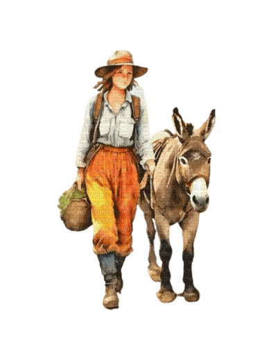 femme/donkey - PNG gratuit