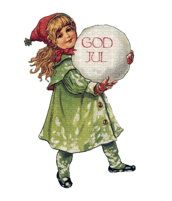 niña bola nieve rojo verde dubravka4 - ücretsiz png