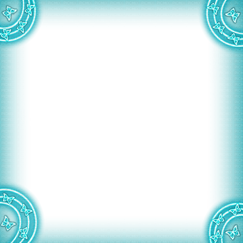Frame.Butterflies.White.Turquoise.Teal - безплатен png
