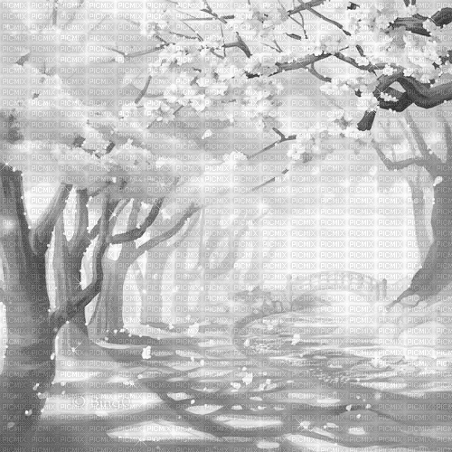 Y.A.M._Japan Spring landscape black-white - GIF animasi gratis