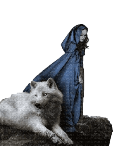 kikkapink gothic dark woman wolf white - PNG gratuit