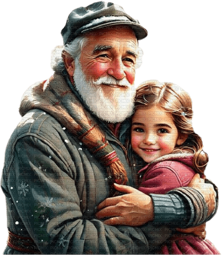 loly33 grand père enfant hiver - png gratis