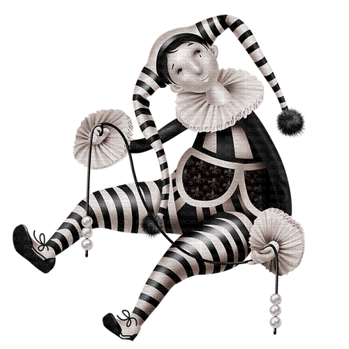 surreal clown deco kikkapink black white - ücretsiz png