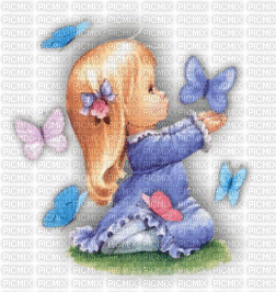 girl/butterfly /blue - GIF animado grátis
