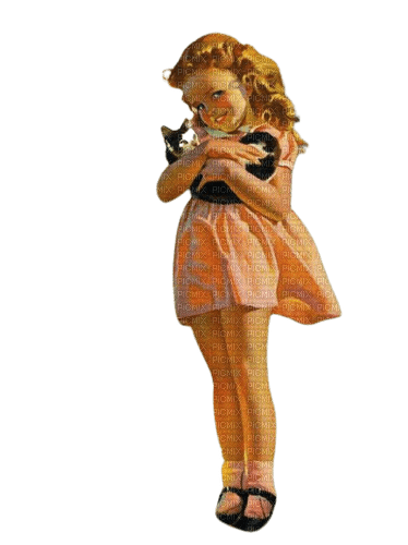 Child and cat - png ฟรี