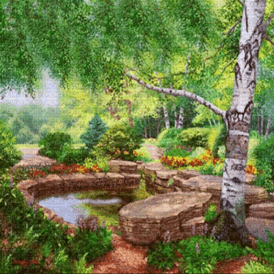 fondo estanque  jardin gif dubravka4 - Gratis geanimeerde GIF