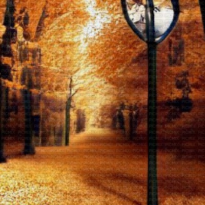 Autumn Forest with Streetlamp - png ฟรี