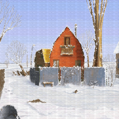 kikkapink winter background animated house - GIF animate gratis
