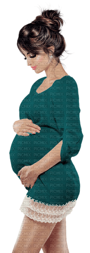 Pregnant woman. Green. Leila - png ฟรี