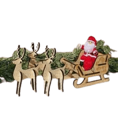 Santa Claus e la sua slitta con fondo verde - png ฟรี