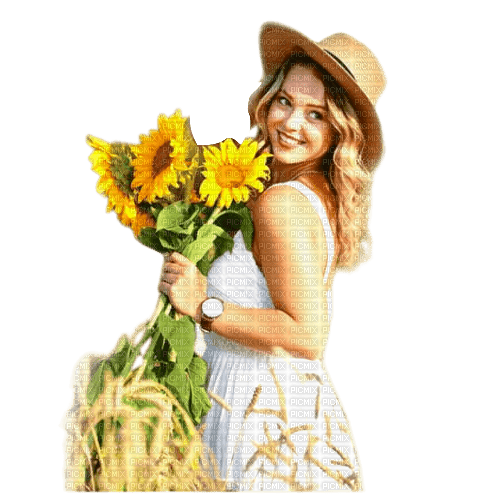 Sunflowers Woman - nemokama png