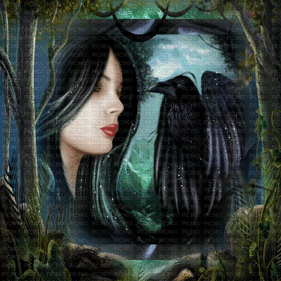 girl & Raven - Ingyenes animált GIF