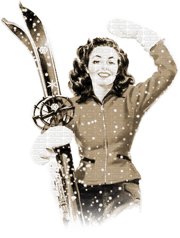 soave woman winter vintage ski sport pin - besplatni png