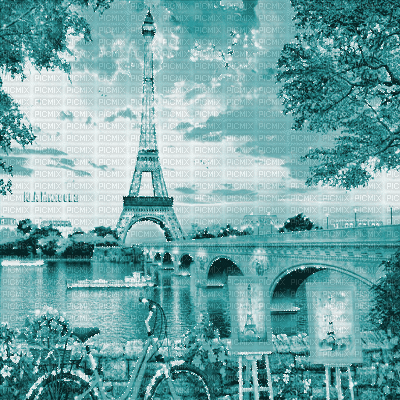 Y.A.M._Landscape Paris city blue - Ilmainen animoitu GIF