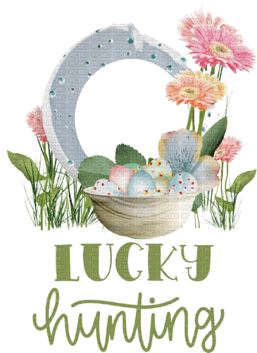 Kaz_Creations Easter-Text-Lucky-Hunting - 無料png