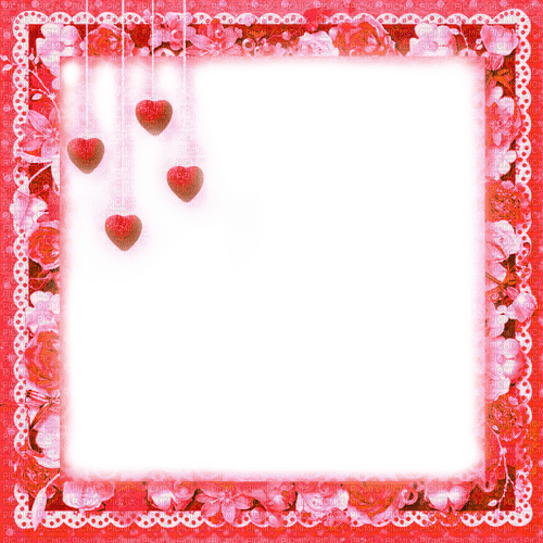 Red.Flowers.Hearts.Frame - By KittyKatLuv65 - ücretsiz png