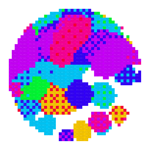 rainbow pixel circle - GIF เคลื่อนไหวฟรี
