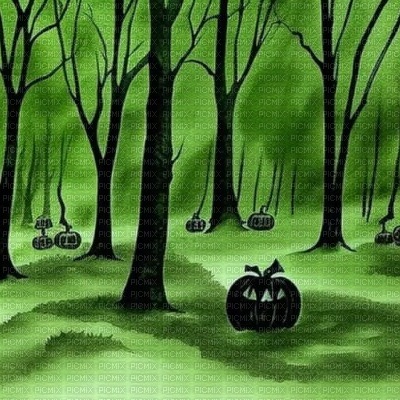 Green and Black Halloween Forest - png gratuito