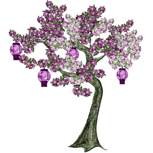 Cherry Blossom Tree.Purple - gratis png
