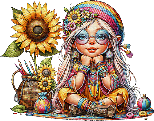 ♡§m3§♡ kawaii hippie animated cute rainbow - GIF animado gratis