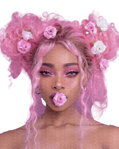woman pink flower dolceluna - png grátis