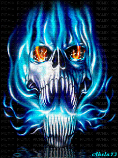 flaming skull - Gratis animeret GIF