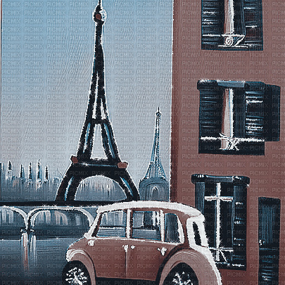 kikkapink paris car animated background - Zdarma animovaný GIF