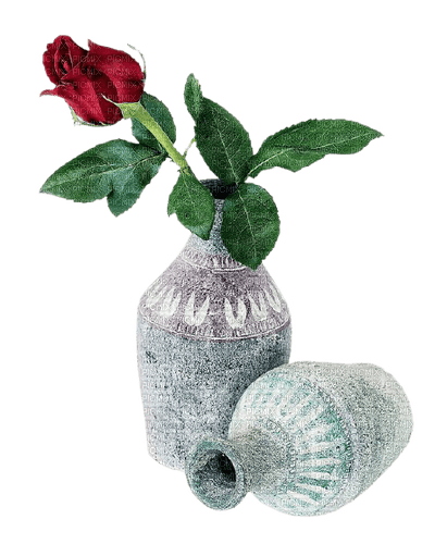 vintage vase wirh rose - безплатен png