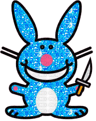 blue happy bunny knife - GIF animé gratuit