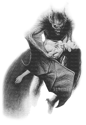 Y.A.M._Gothic bat Dracula woman black-white - kostenlos png