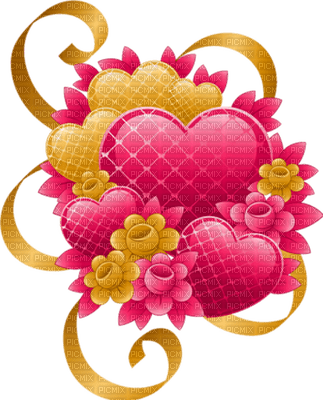 Kaz_Creations Heart Hearts Love Valentine Valentines Flowers Ribbon - Free PNG