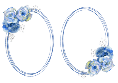 blumen frame cadre rahmen blue bleu round circle deco flower fleur fleurs blossom spring printemps tube - png ฟรี